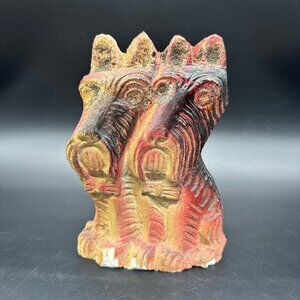 Vintage Chalkware Scottie Dogs Figurine Carnival Prize Mid Century Kitsch READ